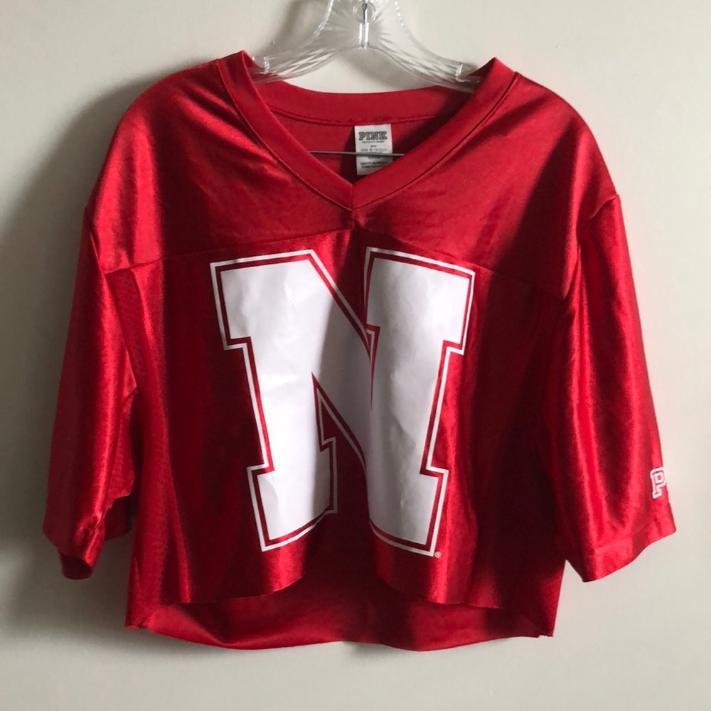 PINK Nebraska Huskers Jersey Crop Top